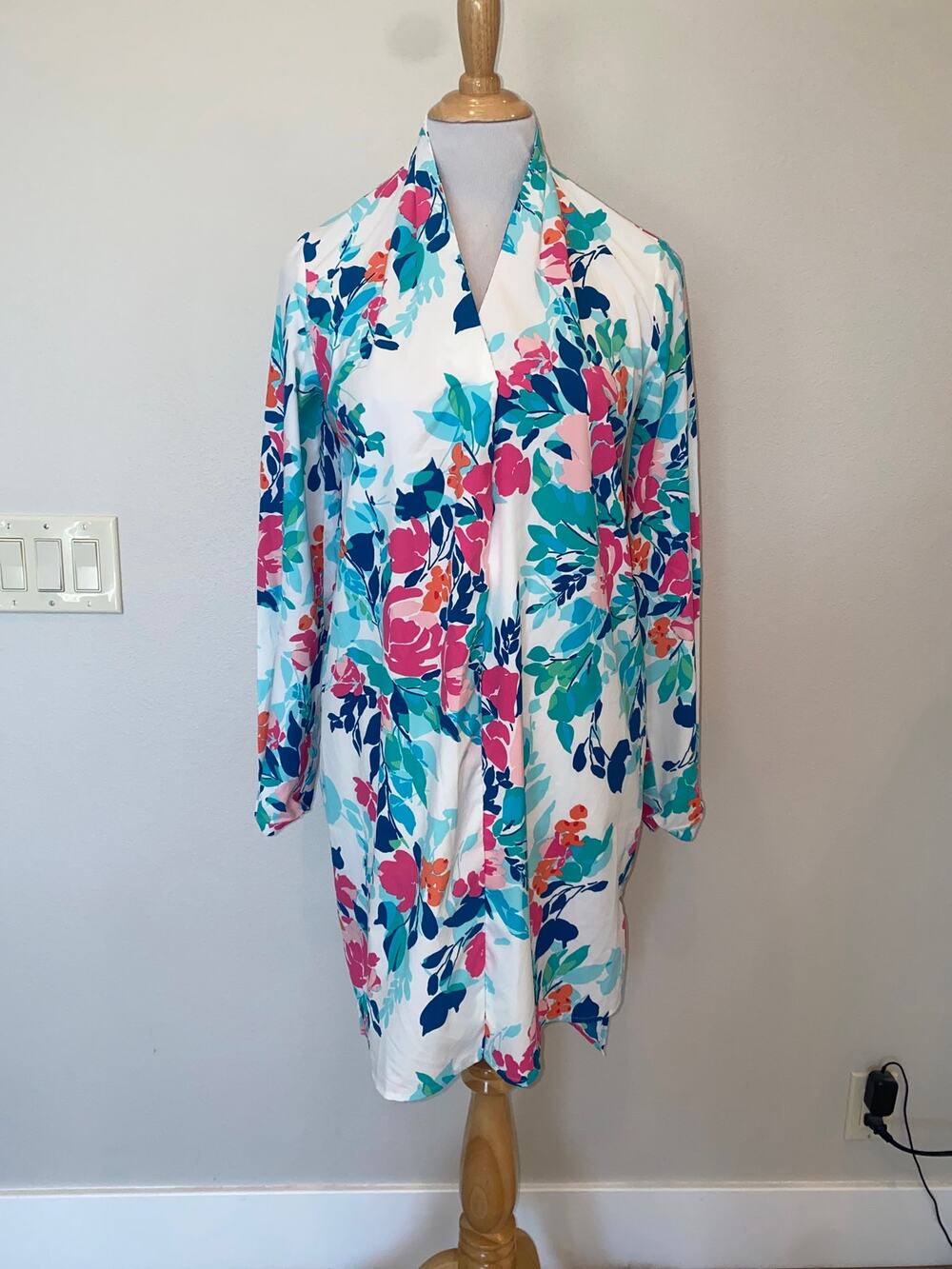 Coolibar Raval Dress Cover Up Swim L/S Beach Sun Protectant Floral Small